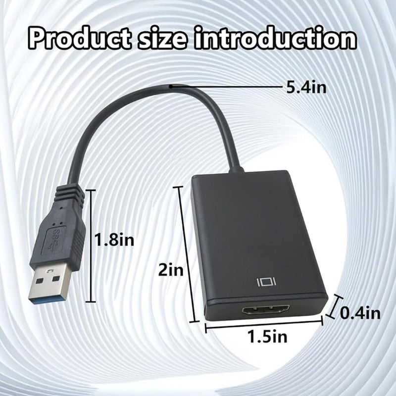 محول USB 3.0 إلى HDMI كابل فائق الوضوح 1080P للكمبيوتر المحمول إلى شاشة العرض وجهاز العرض لنظام Windows - Image 3